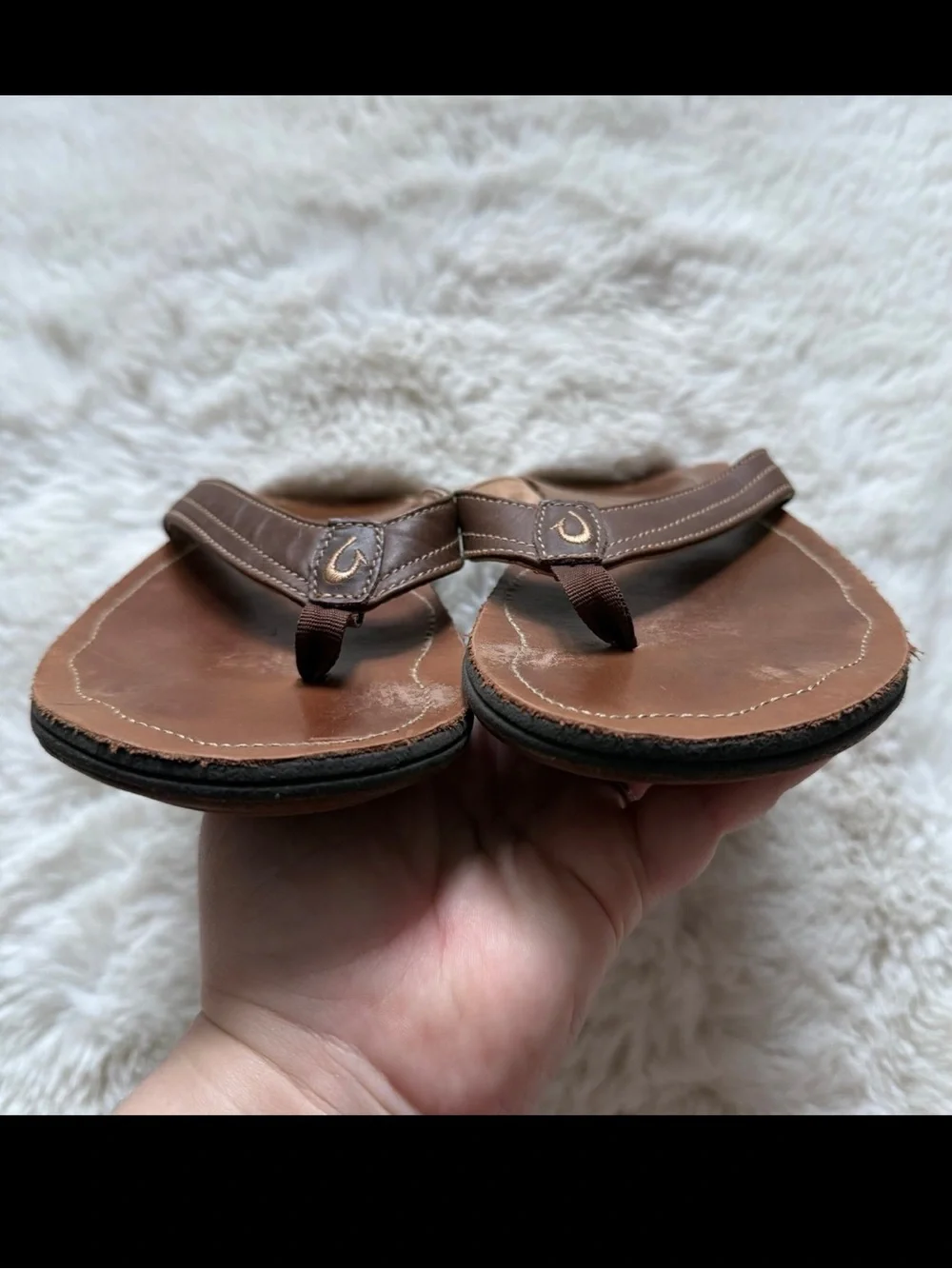 OluKai Kumu Brown Leather Flip-Flop Sandals Women’s Size US 7 EU 37 - Picture 5 of 12